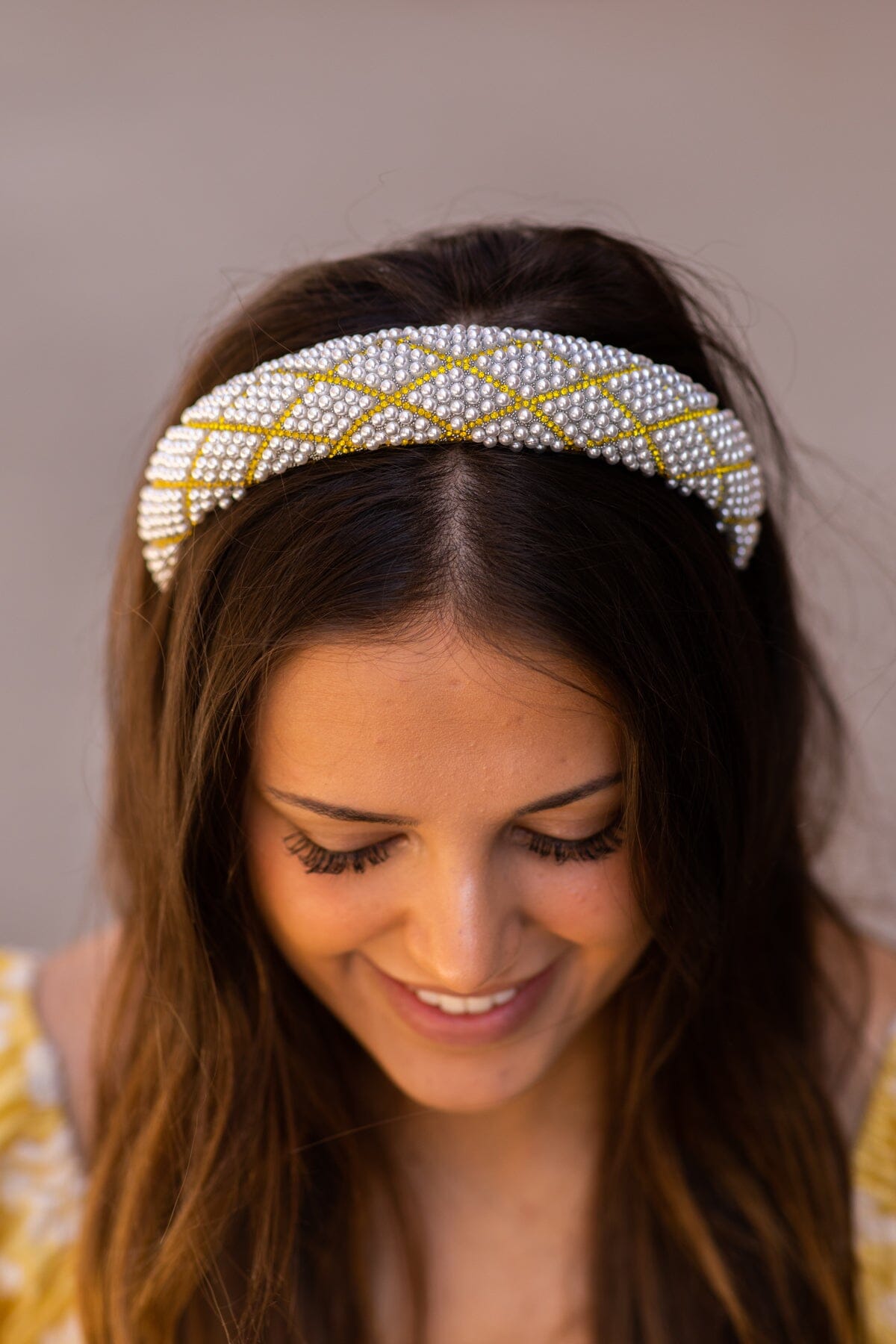 Light Olive Headband With Pearls