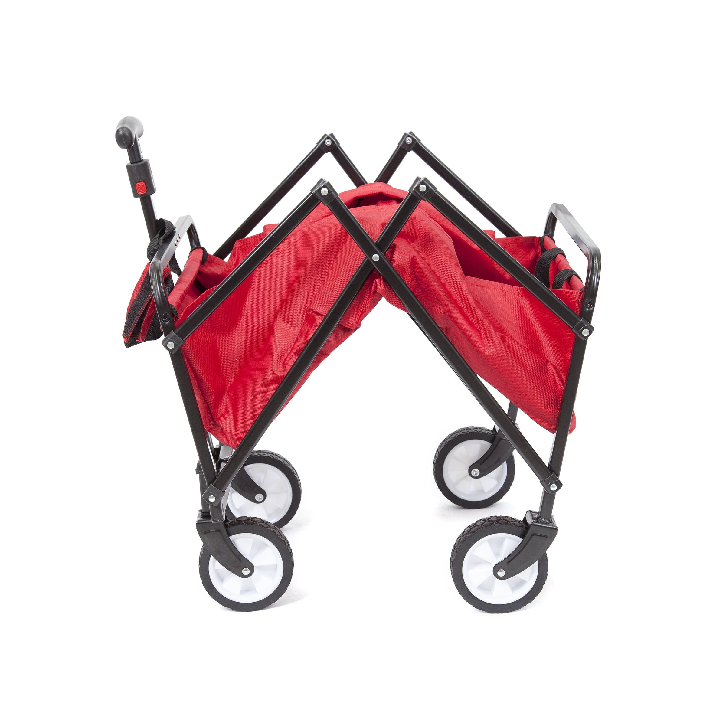Seina Steel Compact Collapsible Folding Outdoor Portable Utility Cart， Red