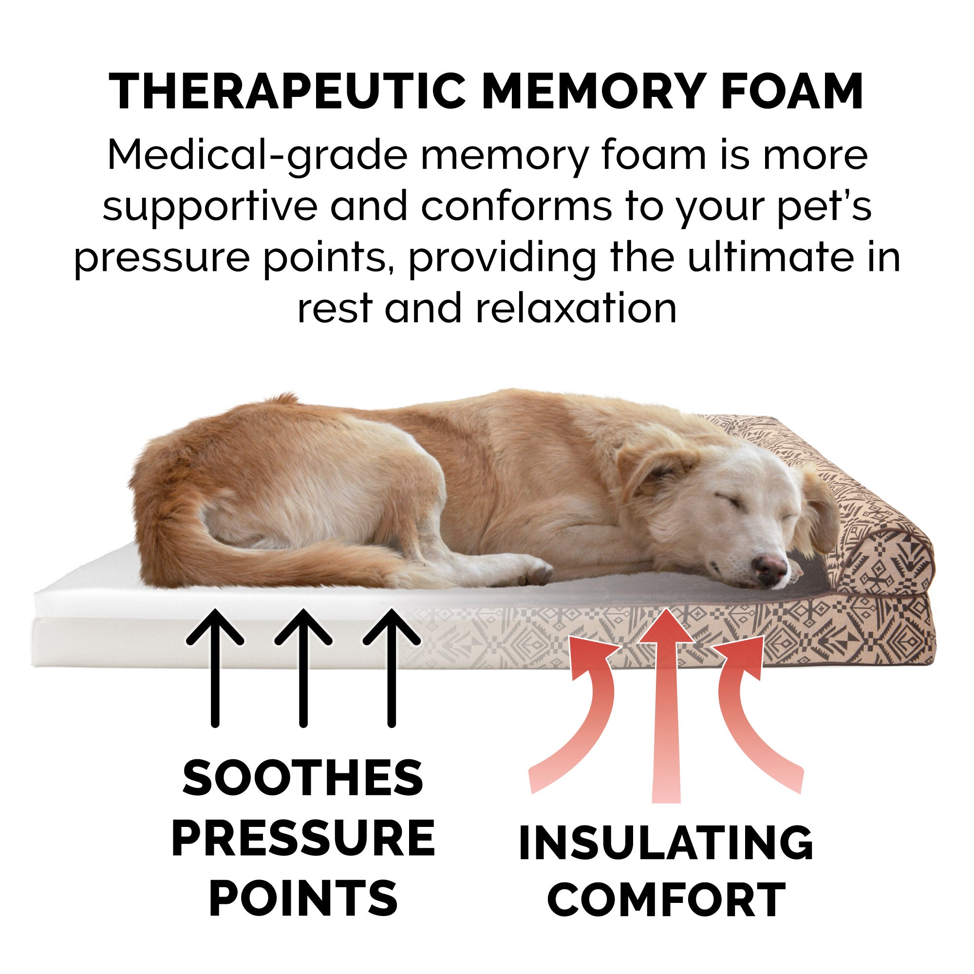 FurHaven Pet Products | Memory Foam Southwest Kilim Sofa-Style Couch Pet Bed for Dogs and Cats， Desert Brown， Large