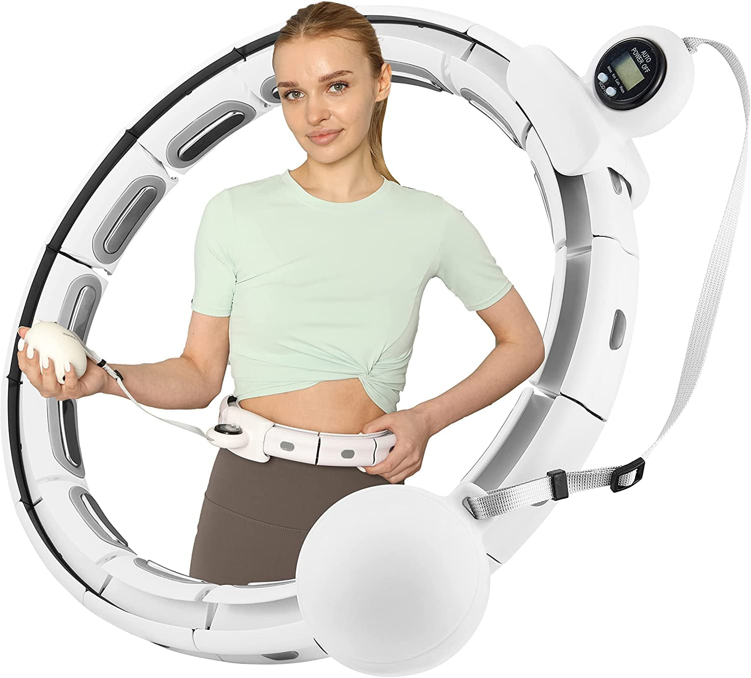 Smart Weighted Hula Hoop for Exercise – Weighted Infinity Hoop for Abs and Hips with Digital Counter – Quiet， Adjustable Smart Hula Hoop for Waist Sizes 31–44 Inches – Home Workout Equipment by generic