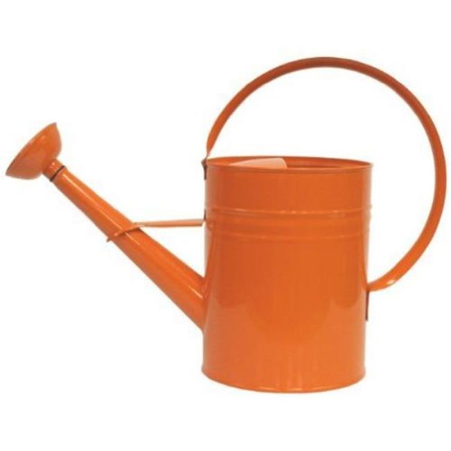 HIT 8582E TA 1 gal Enameled Galvanized Steel Watering Can with Removable Rosette, Tangerine