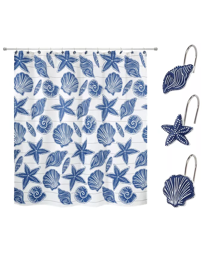 Avanti Ibiza Shower Curtain and Hook Set， 13 Pieces