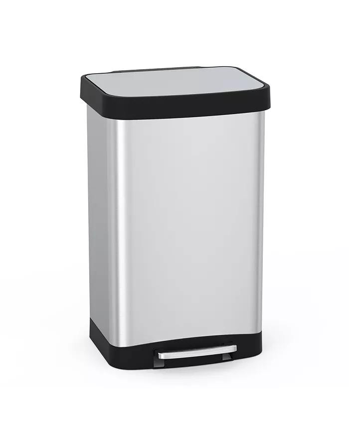 Mega Casa 14.5 Gal. 55 Liter Rectangle Step-On Stainless Steel Trash Can for Kitchen