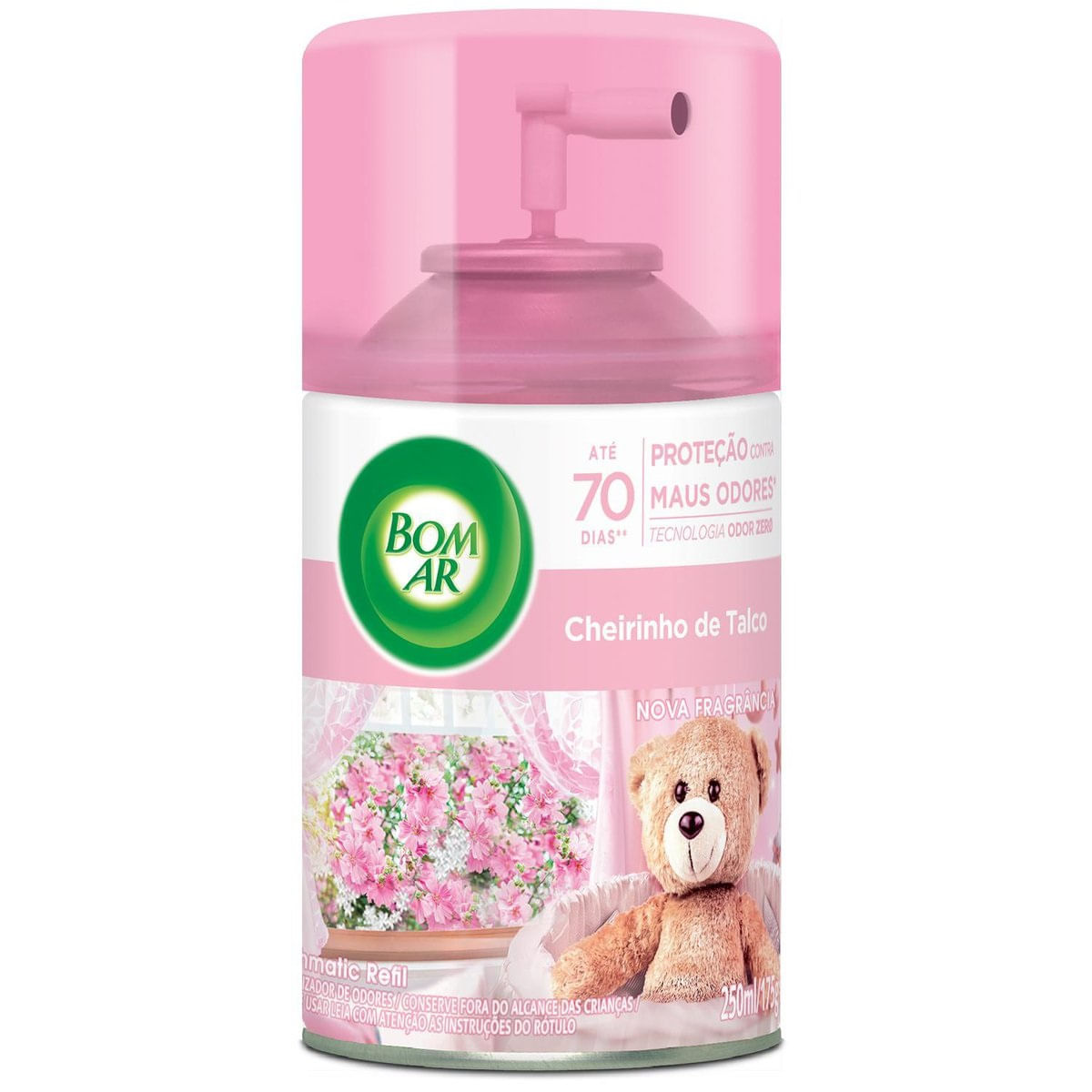 Aromatizador de Ambiente Bom Ar Automatico Aerossol Freshmatic Cheirinho de Talco Refil 250ml