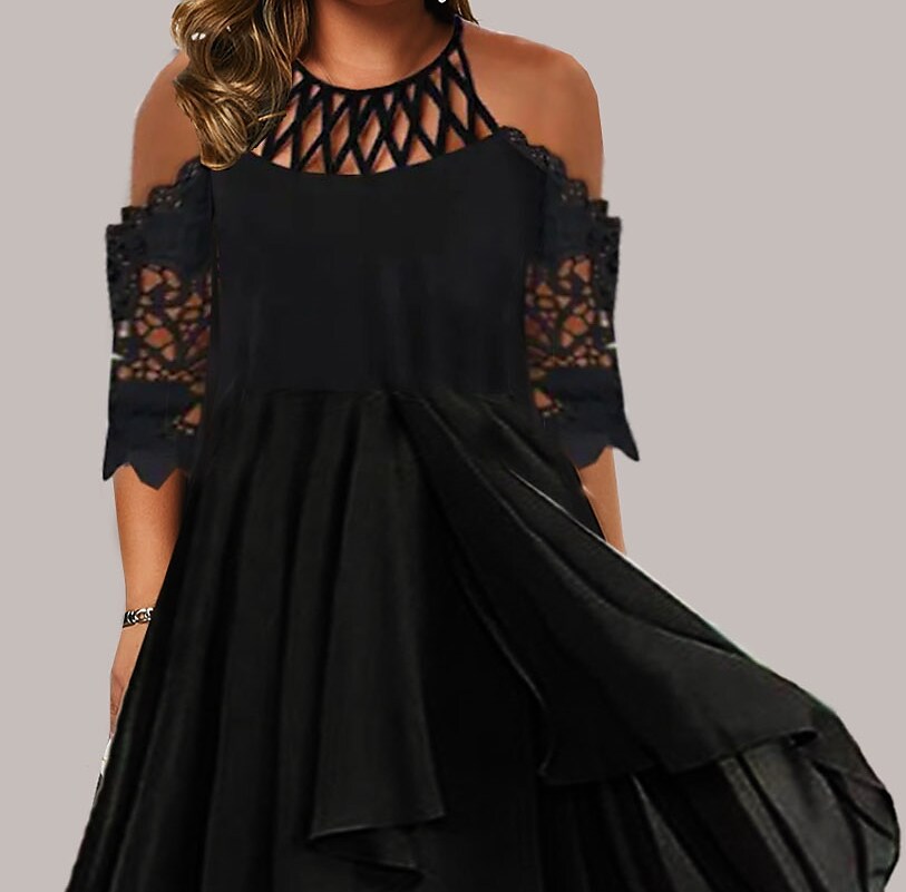 Women's Plus Size A Line Dress Solid Color