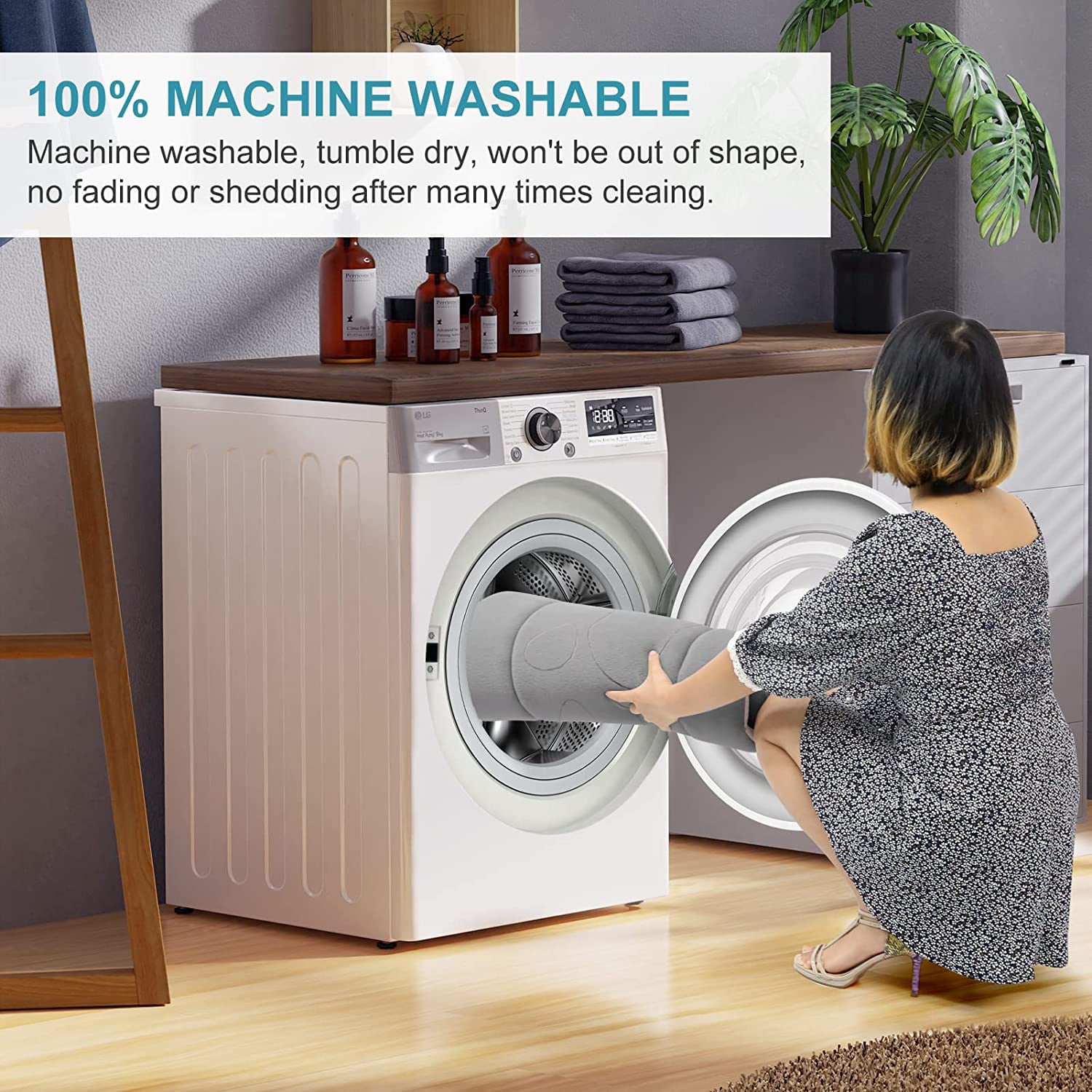 PROCIPE Dog Bed Crate Pad Mat Cute Paw Pet Beds Washable Mattress 36inch Grey