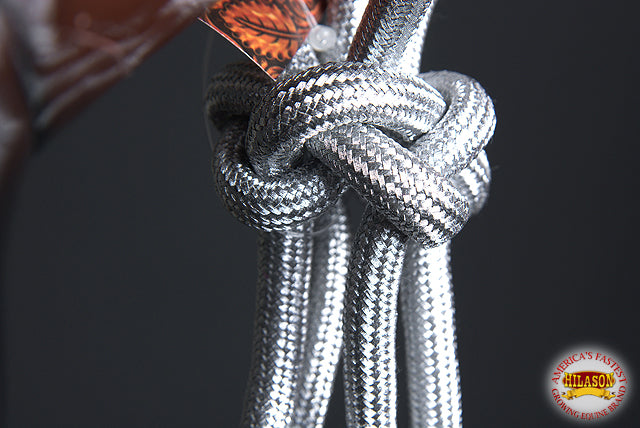 55BH Western Horse Halter Poly Rope Tied Adjustable Silver Hilason