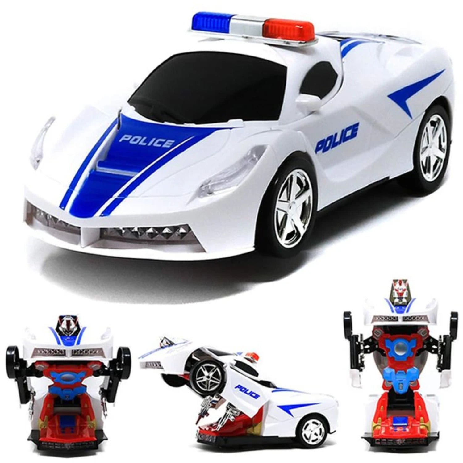 Happy Toys 2-In-1 Transformer Robot Police Car Toy
