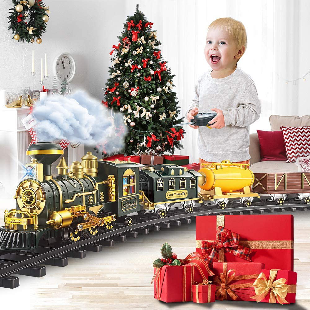 Models Train Set Toy， Large Size Dinosaurs Electric Train Toy with Remote， Lights， Dinosaurs， Steam