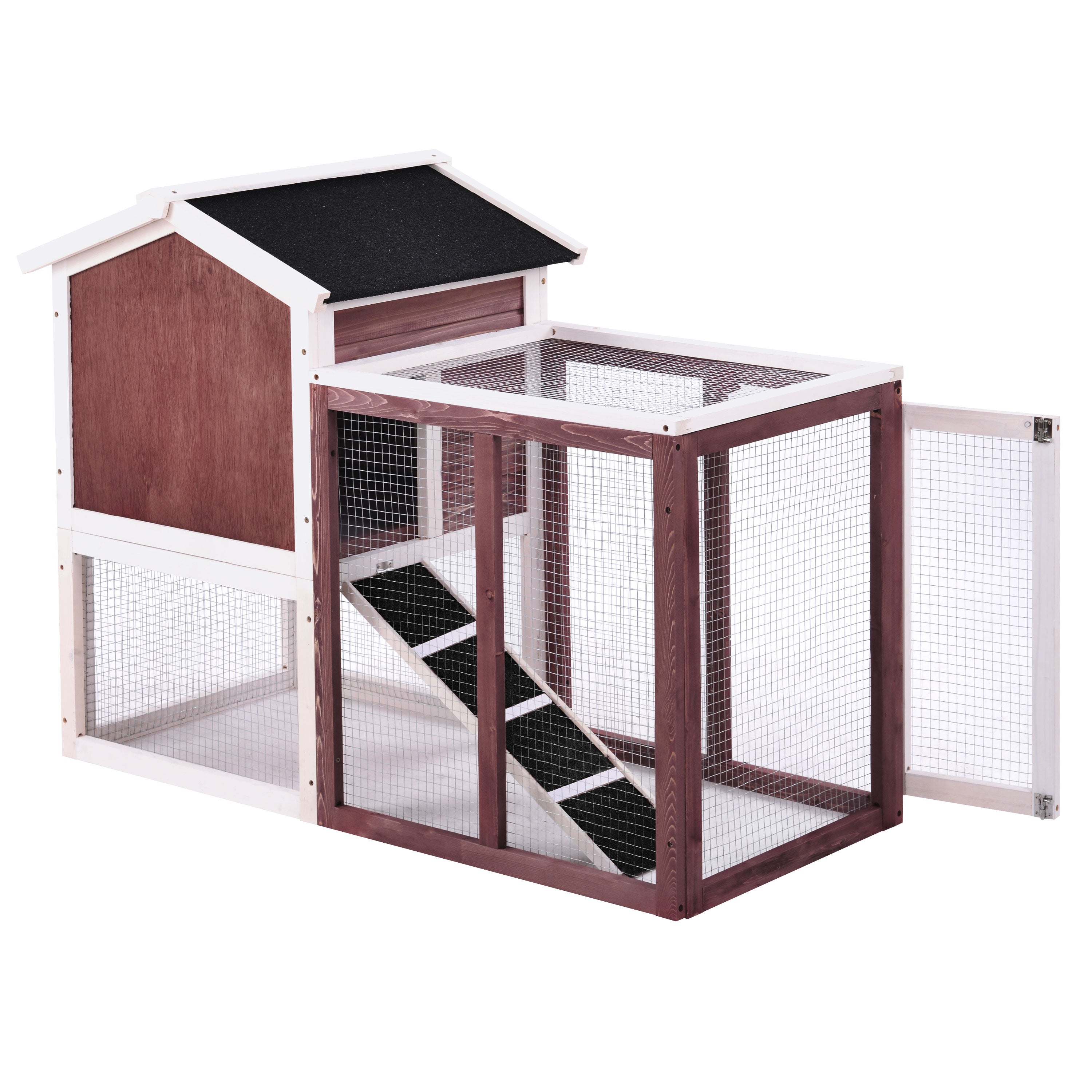 CoSoTower Upgrade Natural Wood House Pet Supplies Small Animals House Rabbit Hutch，Auburn+White