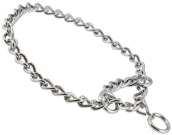 Single Chain Martingale Metal Dog Semi Choke Collar Chrome 8 Sizes (4mm Link: 20