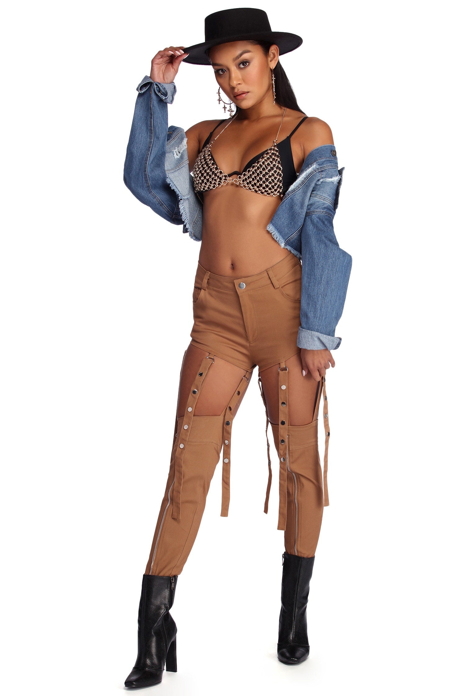 Studded Suspender Shorts