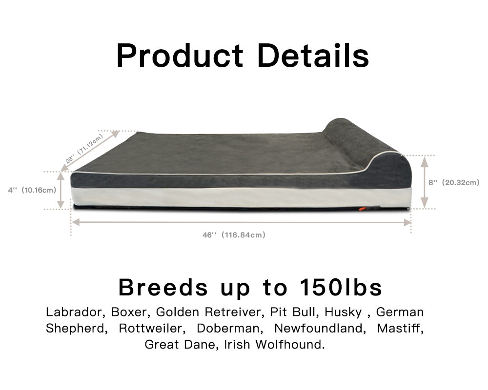 Laifug Orthopedic Memory Foam Extra Large Dog Bed with Pillow and Durable Water Proof Liner and Removable Washable Cover