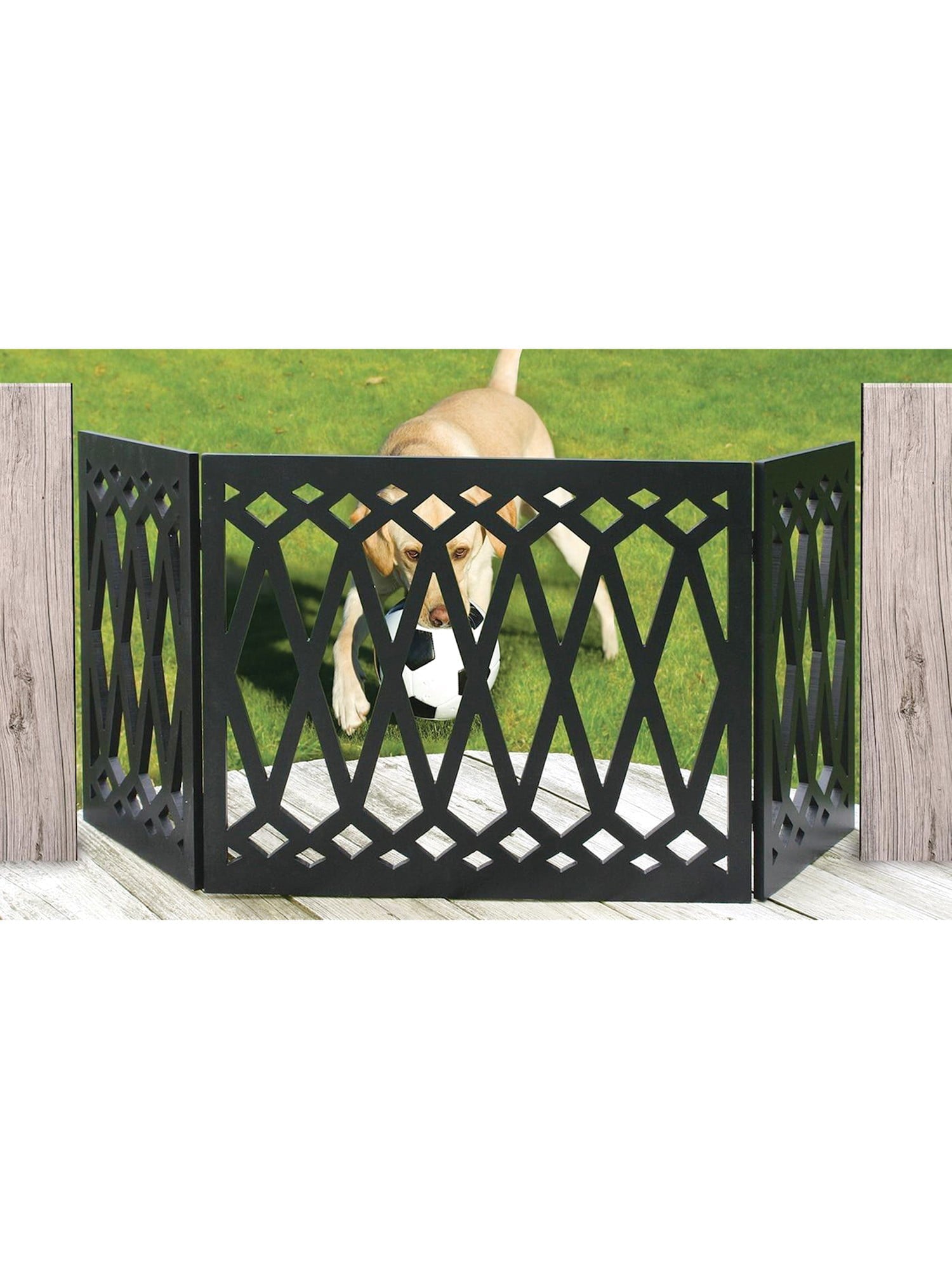 ETNA Products Diamond Design Wood Pet Gate， Black， 24-48