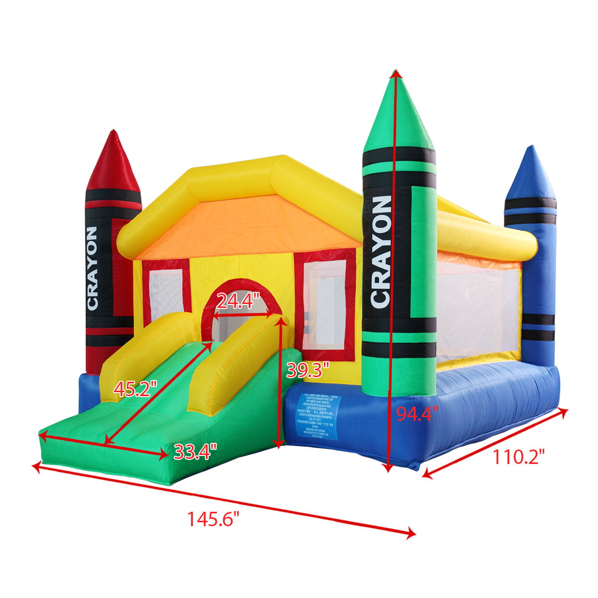 Inflatable Bounce House Castle， Safe Entrance Opening Bouncy House for Kids Outdoor Activity Party Theme Castle and Jump Game