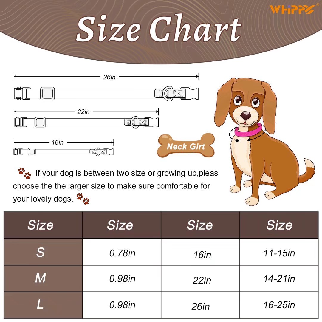 WHIPPY Dog Collar with Quick Release Buckle， Cute Girl Dog Collar for Small Medium Large Dogs