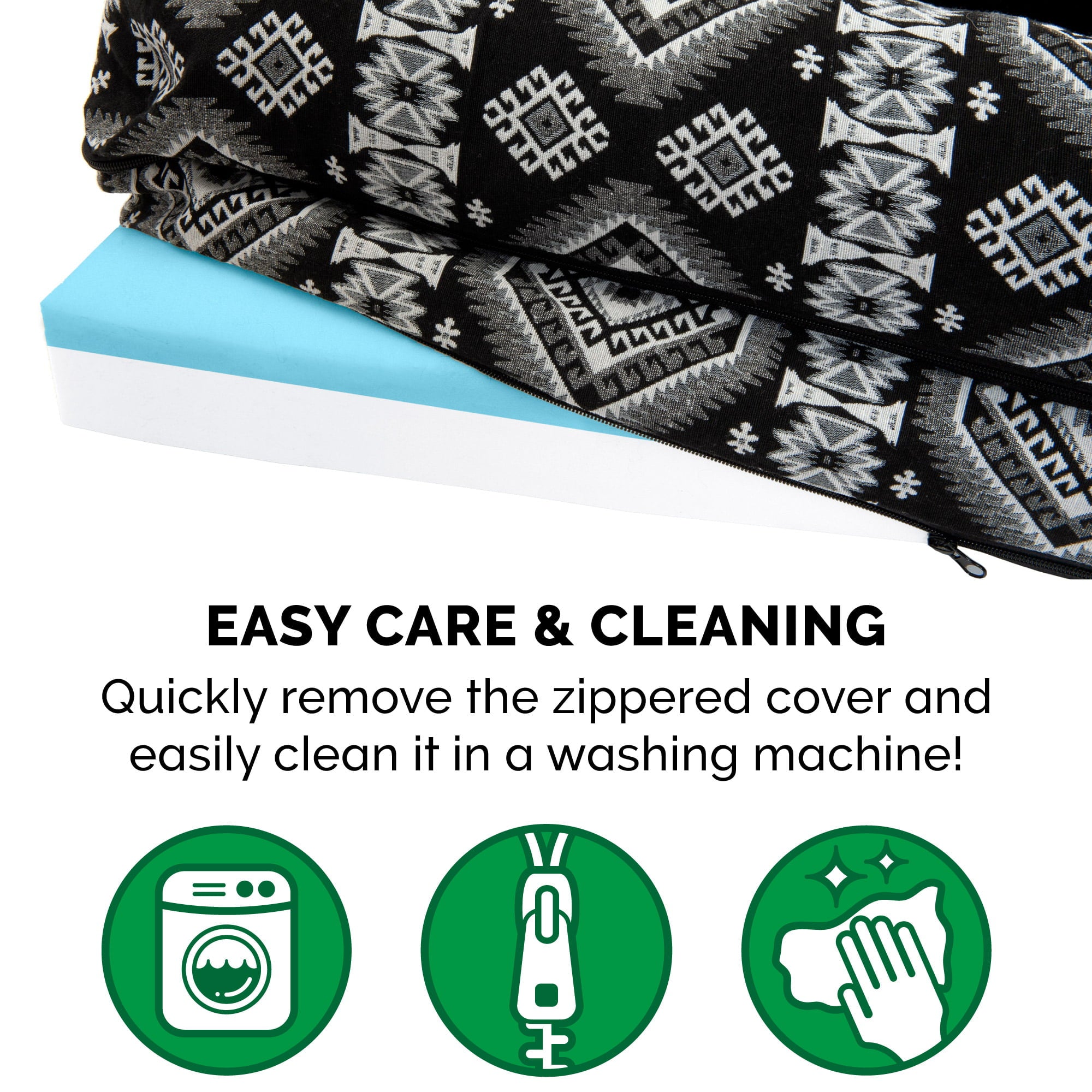 FurHaven | Cooling Gel Southwest Kilim Sofa Pet Bed for Dogs and Cats， Black Medallion， Jumbo Plus