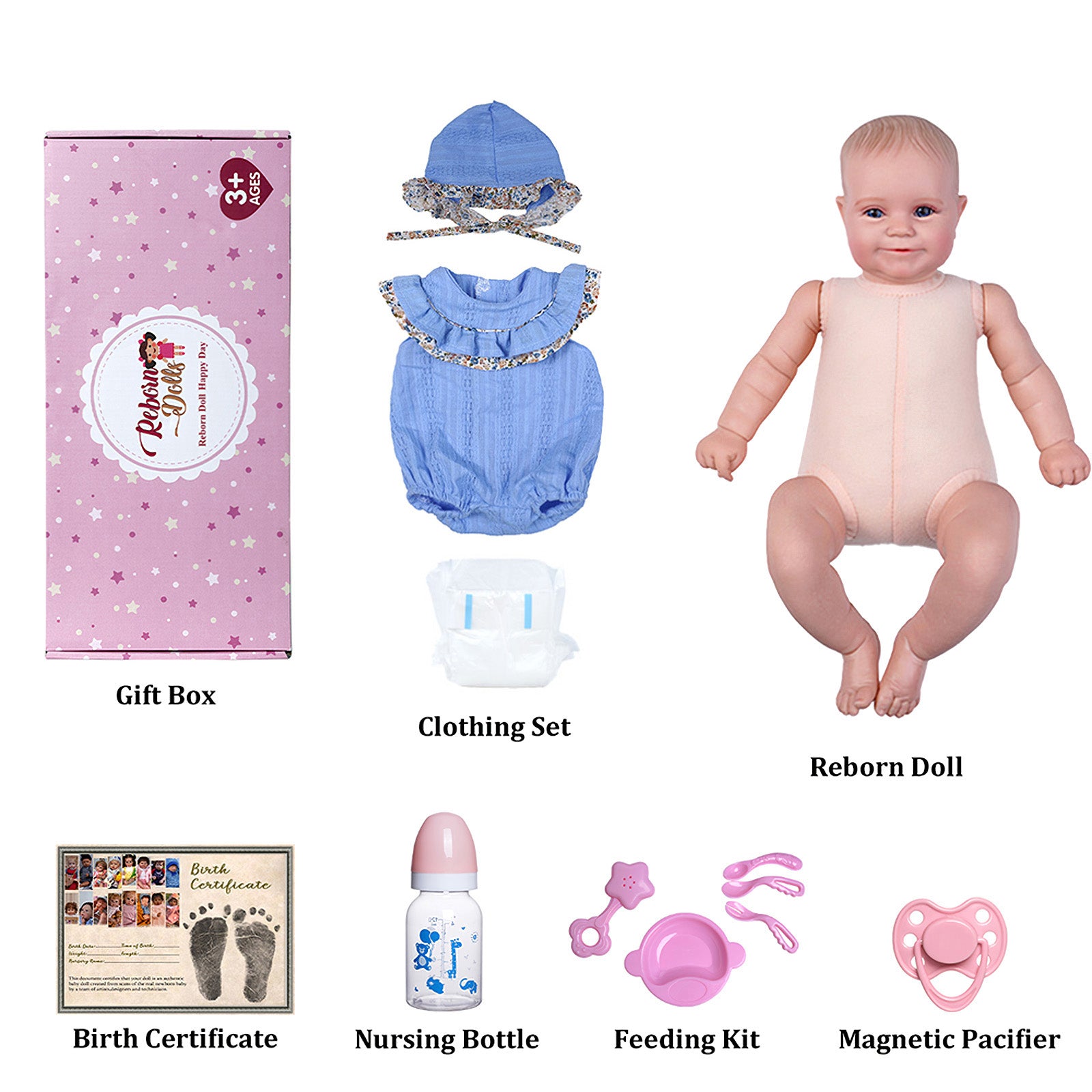 JIZHI Lifelike Reborn Baby Dolls 20 inch Baby Soft Body Realistic Newborn Baby Dolls Real Life Baby Dolls with Gift Box for Kids Age 3 +