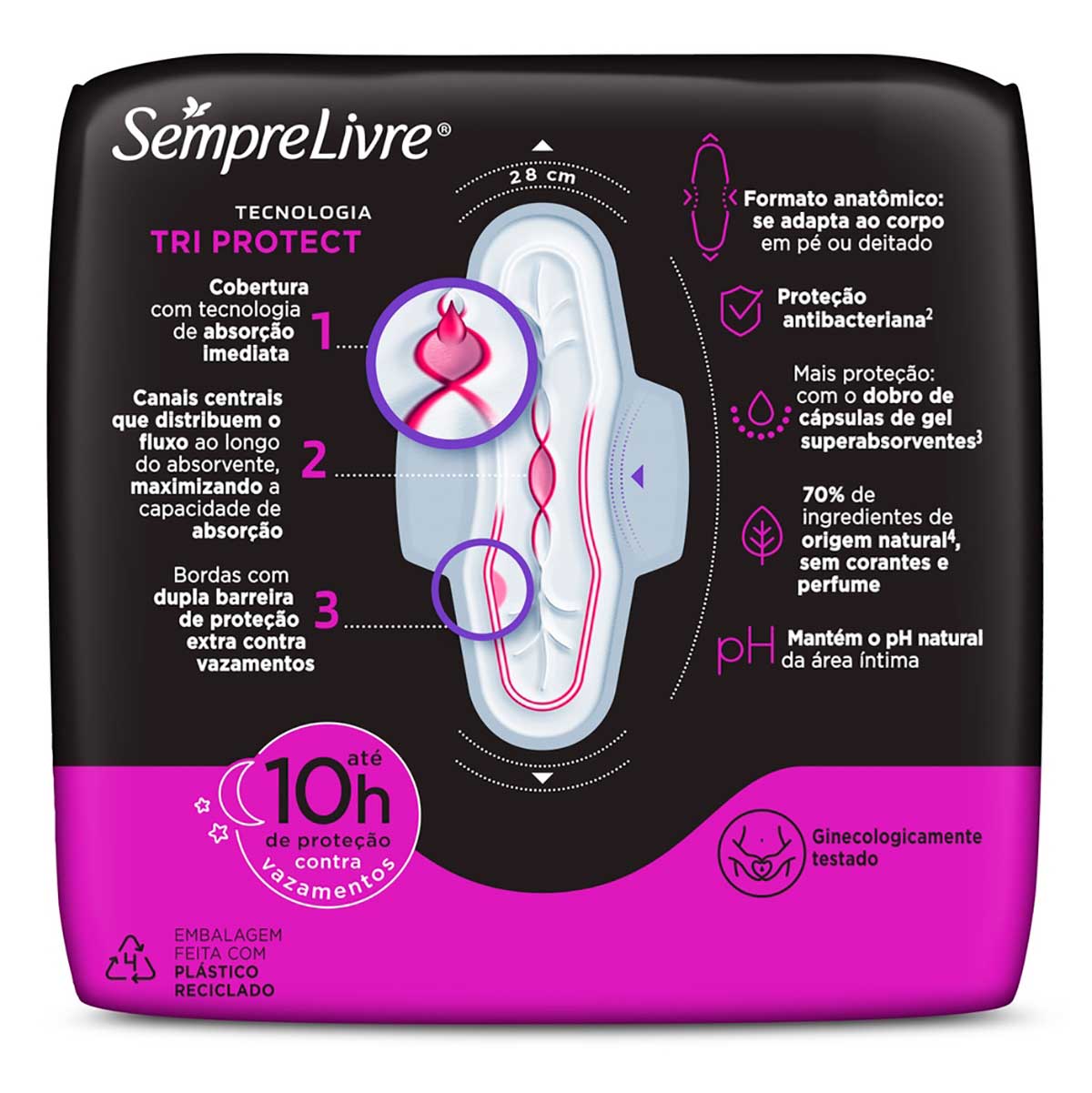 Absorvente com Abas Sempre Livre Conforto Noturno Suave 8 Unidades