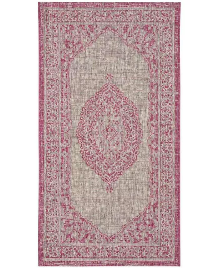 Safavieh Courtyard Light Gray and Fuchsia 2' x 3'7
