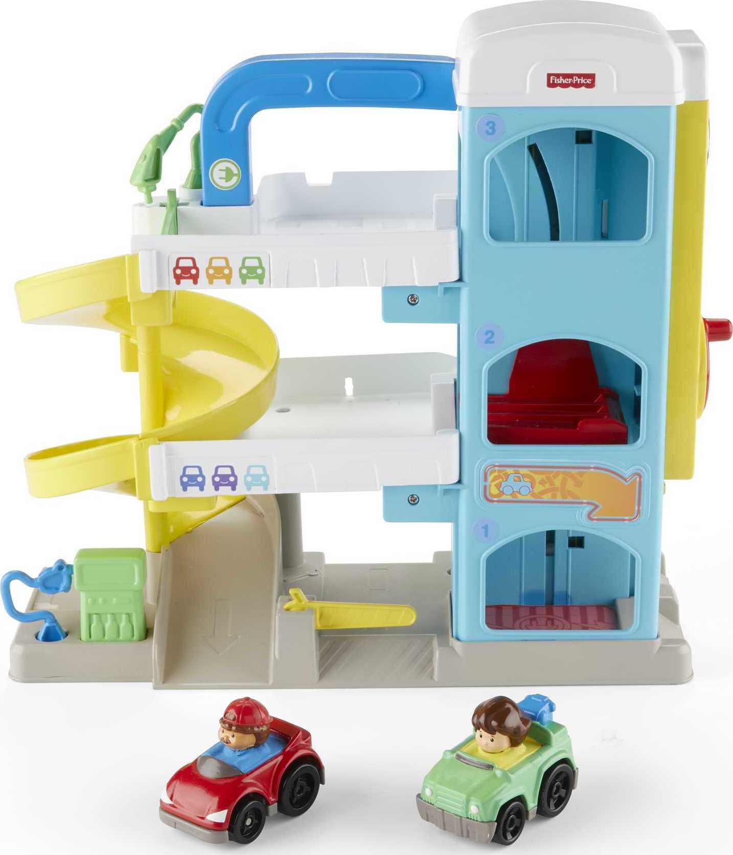 Fisher-Price Little People Helpful Neighbor’s Garage Toddler Playset with 2 Wheelies Cars