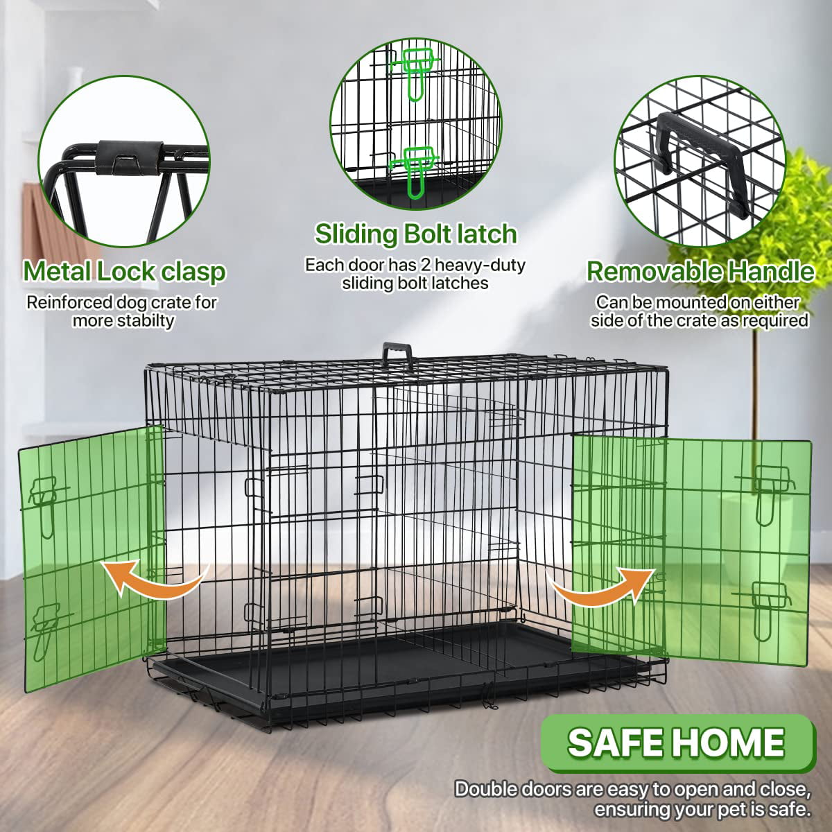Dkelincs XL Dog Cage 42 inch Dog Crate and Kennel Folding Pet Animal Segregation Cage with Plastic Tray for Dog Training Indoor