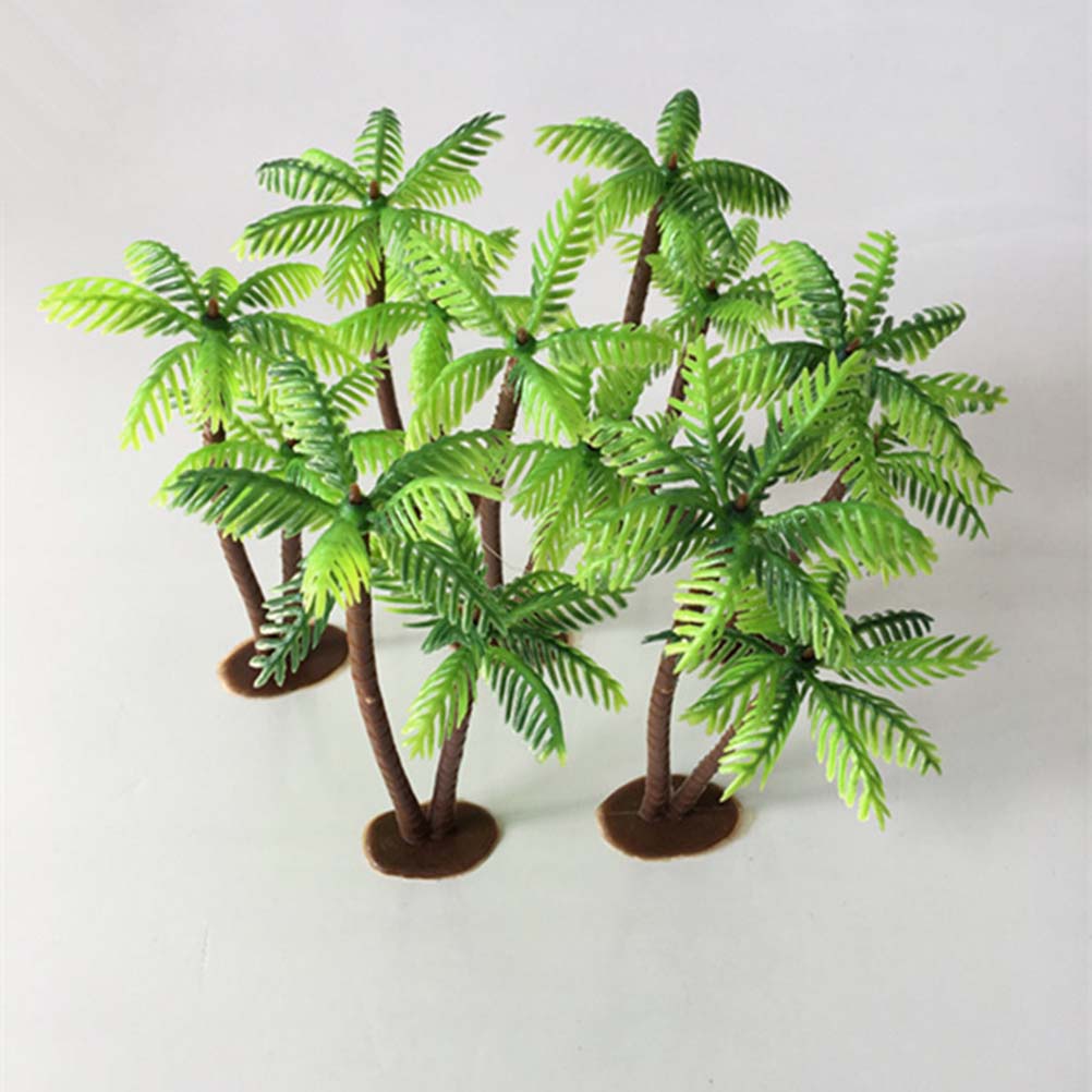 NUOLUX 12Pcs Plastic Coconut Palm Tree Miniature Plant Pots Bonsai Craft Micro Landscape DIY Decor