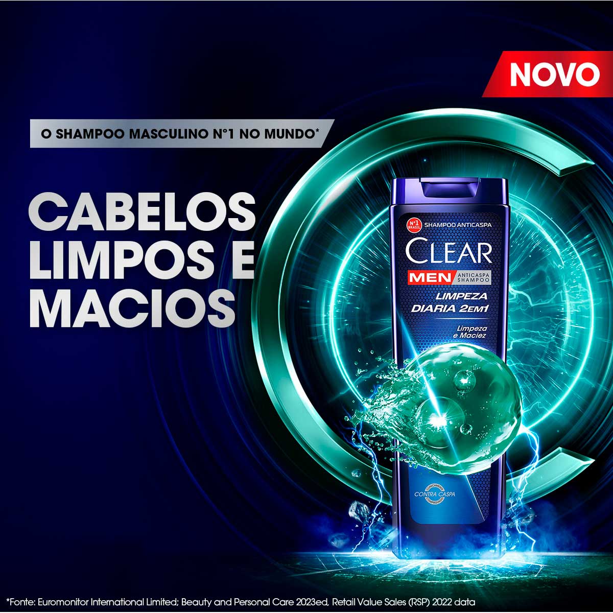Shampoo Anticaspa Clear Men Limpeza Diaria 2 em 1 400ml