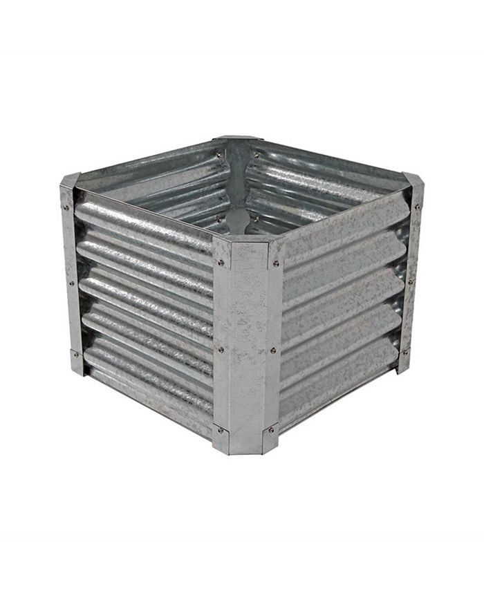 Sunnydaze Decor Galvanized Steel Square Raised Garden Bed - Gray - 22 in