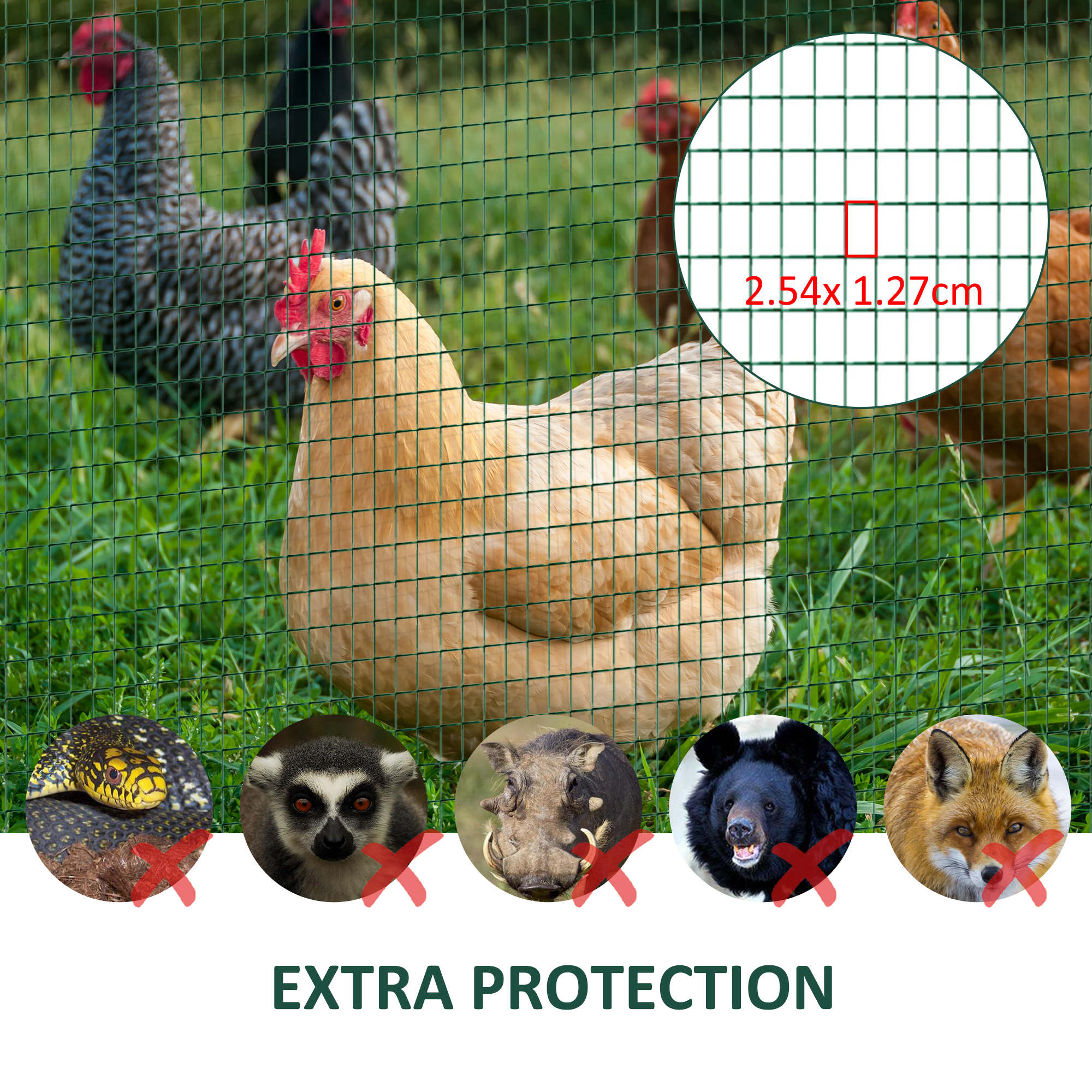 PawHut Coated Wire Mesh Fencing for Protecting Vegetables and Animals