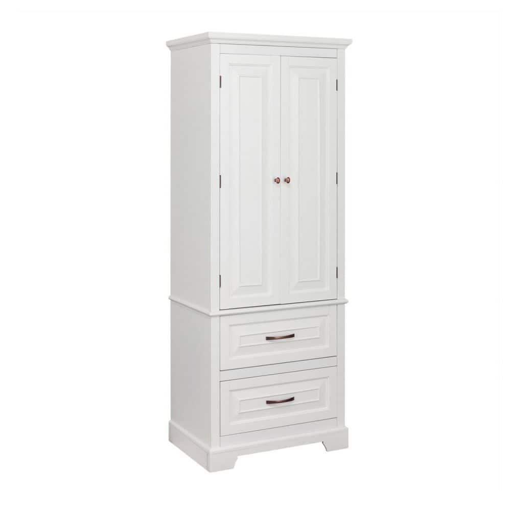 Teamson Home St James 24 in W x 16 in D x 6225 in H White Bathroom Storage Linen Cabinet with 2Door 2Drawer