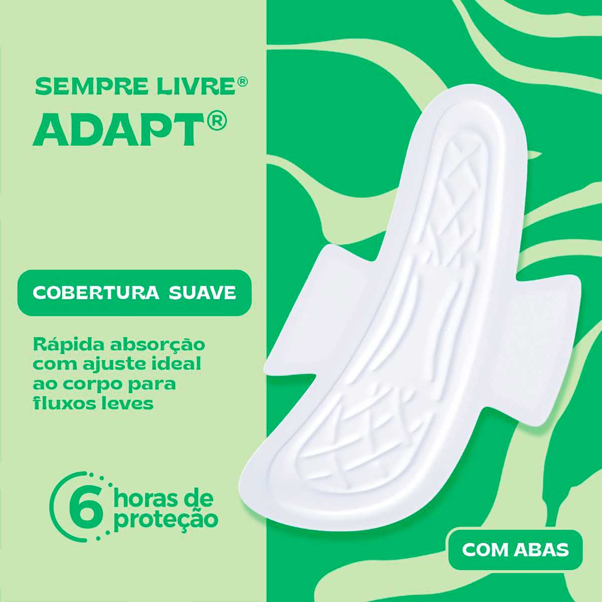 Absorvente com Abas Malha Suave Sempre Livre Adapt 8 Unidades