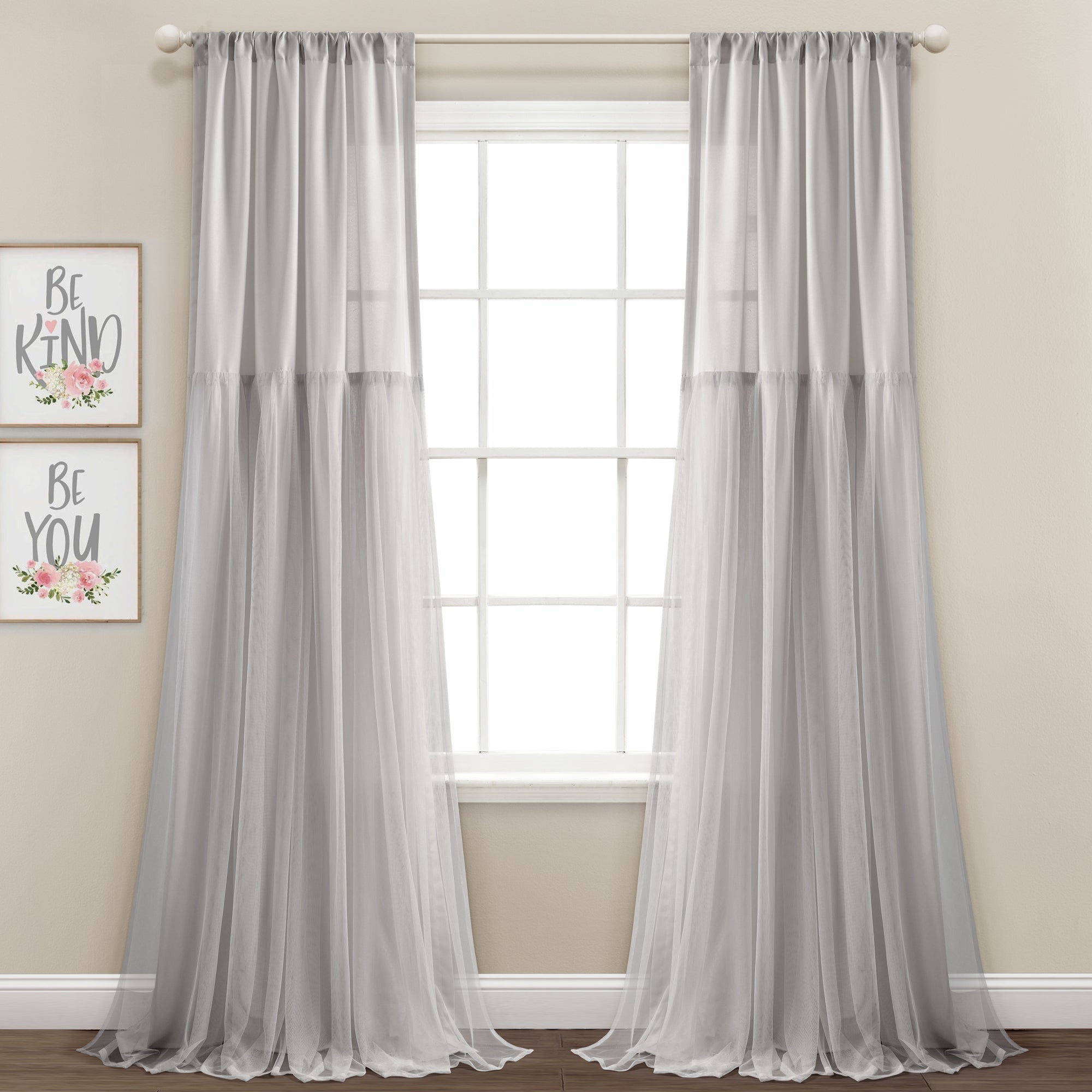 Tulle Skirt Solid Window Curtain Panel Set