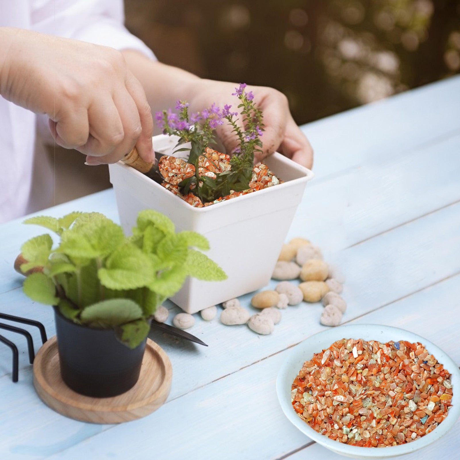 Patio Lawn Garden Irregular Shaped Gravels Pebbles Healing Stones DIY Polished Rocks