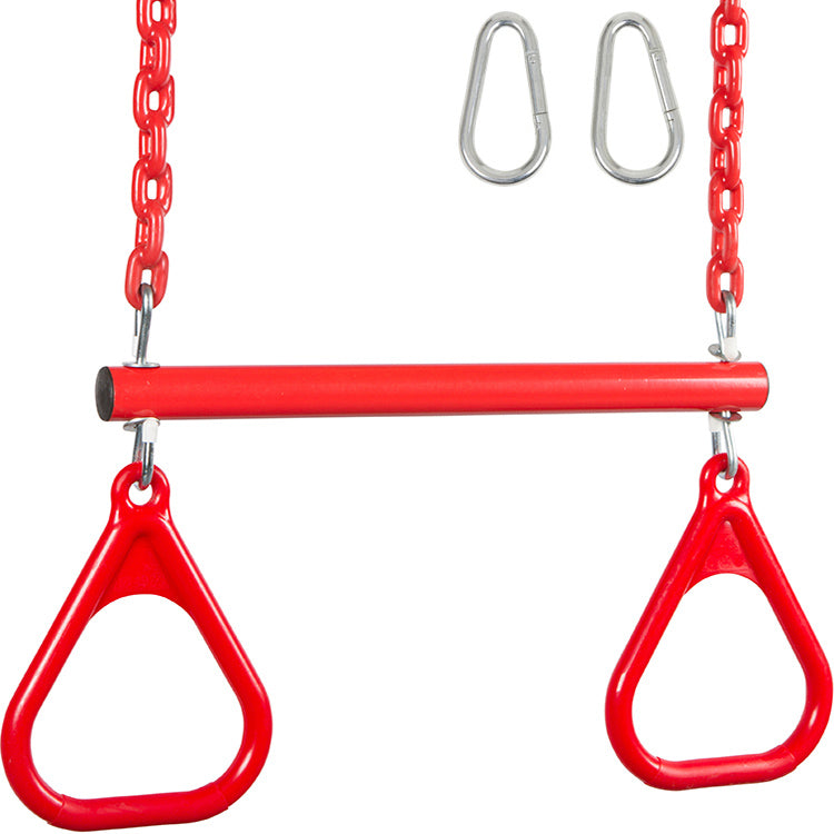 Swing Set Stuff Inc. Trapeze Bar with Rings and Coated Chain (Red)