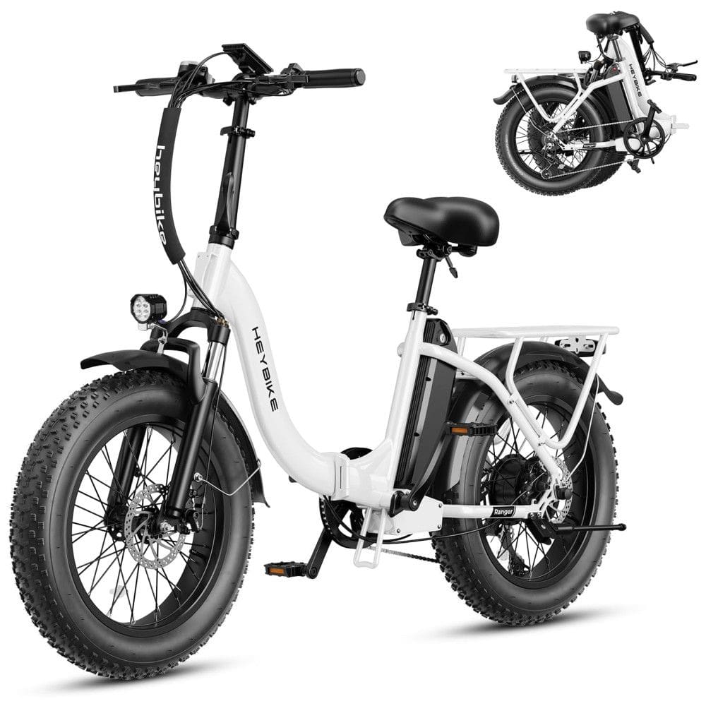 Bicicleta Elétrica Dobrável Heybike Ranger 2.0 Branca | Motor 1500W, Autonomia 88 km, Velocidade 40 km/h, Pneus 20