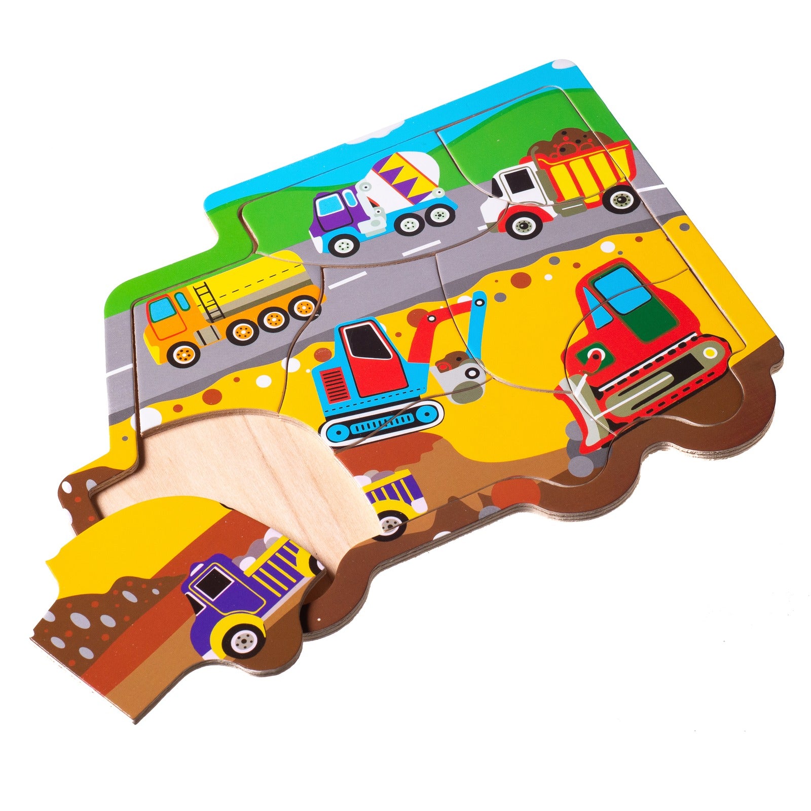 Eliiti Wooden Construction Jigsaw Puzzle for Boys Toddlers 2 to 4 Years Old