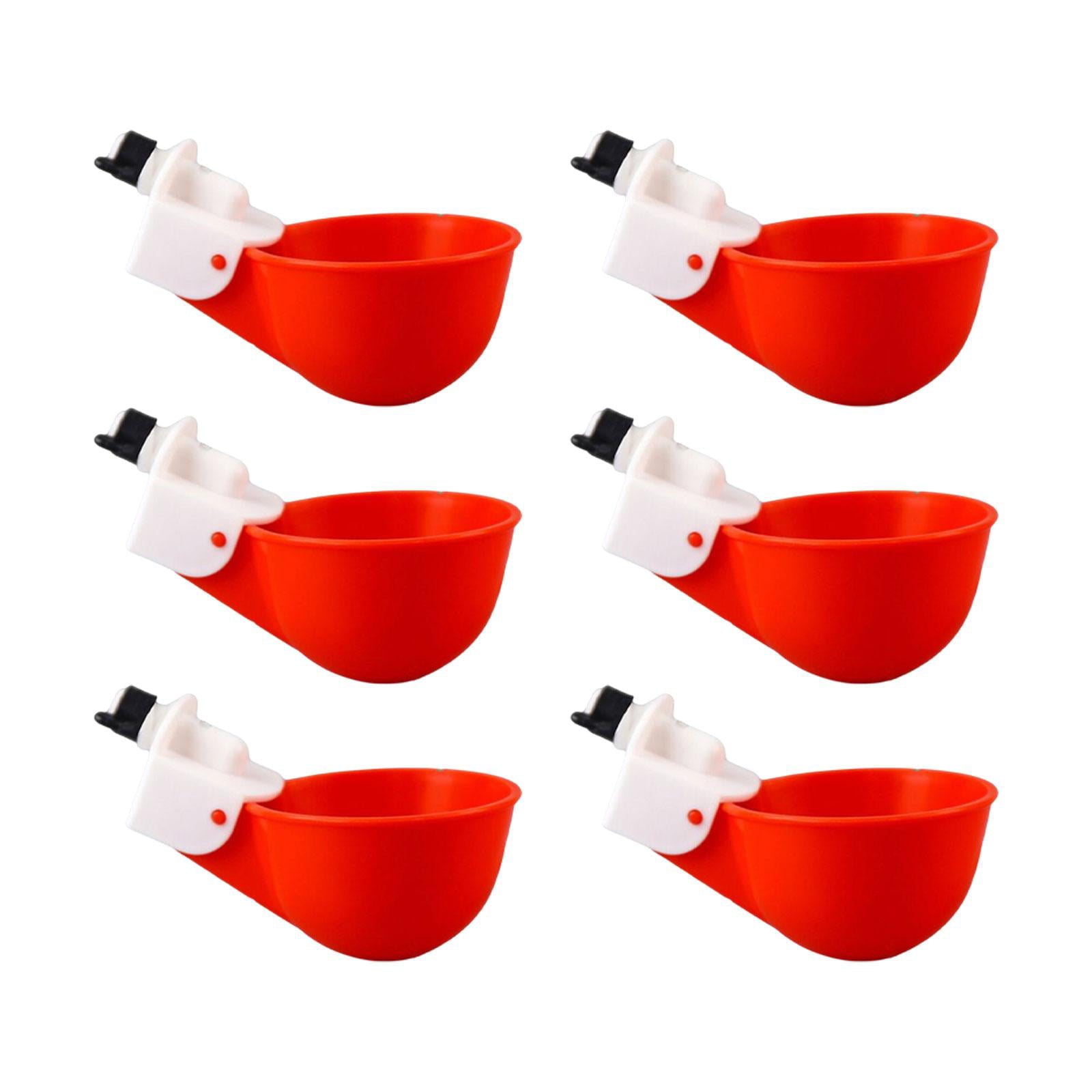 6x Chicken Water Cups Feeder Tools Chicken Feeder Cup for Quail Chick Coop Goose Red