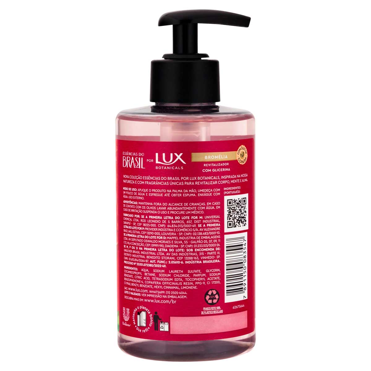 Sabonete Liquido de Glicerina para as Maos Bromelia Lux Botanicals Essencias do Brasil 300ml