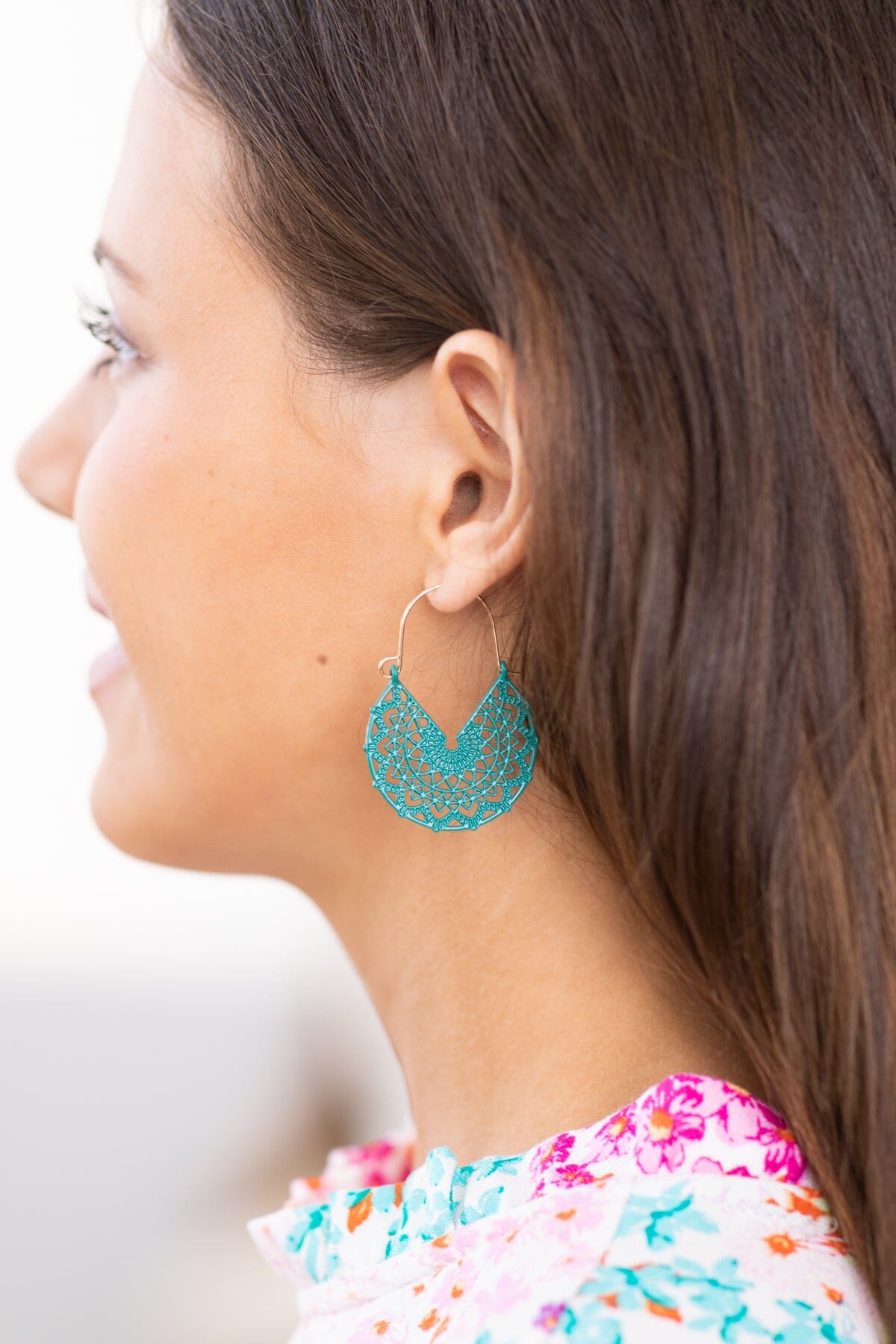 Teal Filigree Drop Earrings