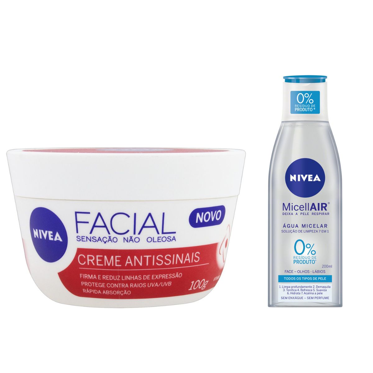 Kit Nivea Creme Facial Antissinais 100g + Agua Micelar Solucao de Limpeza 6 em 1 200ml