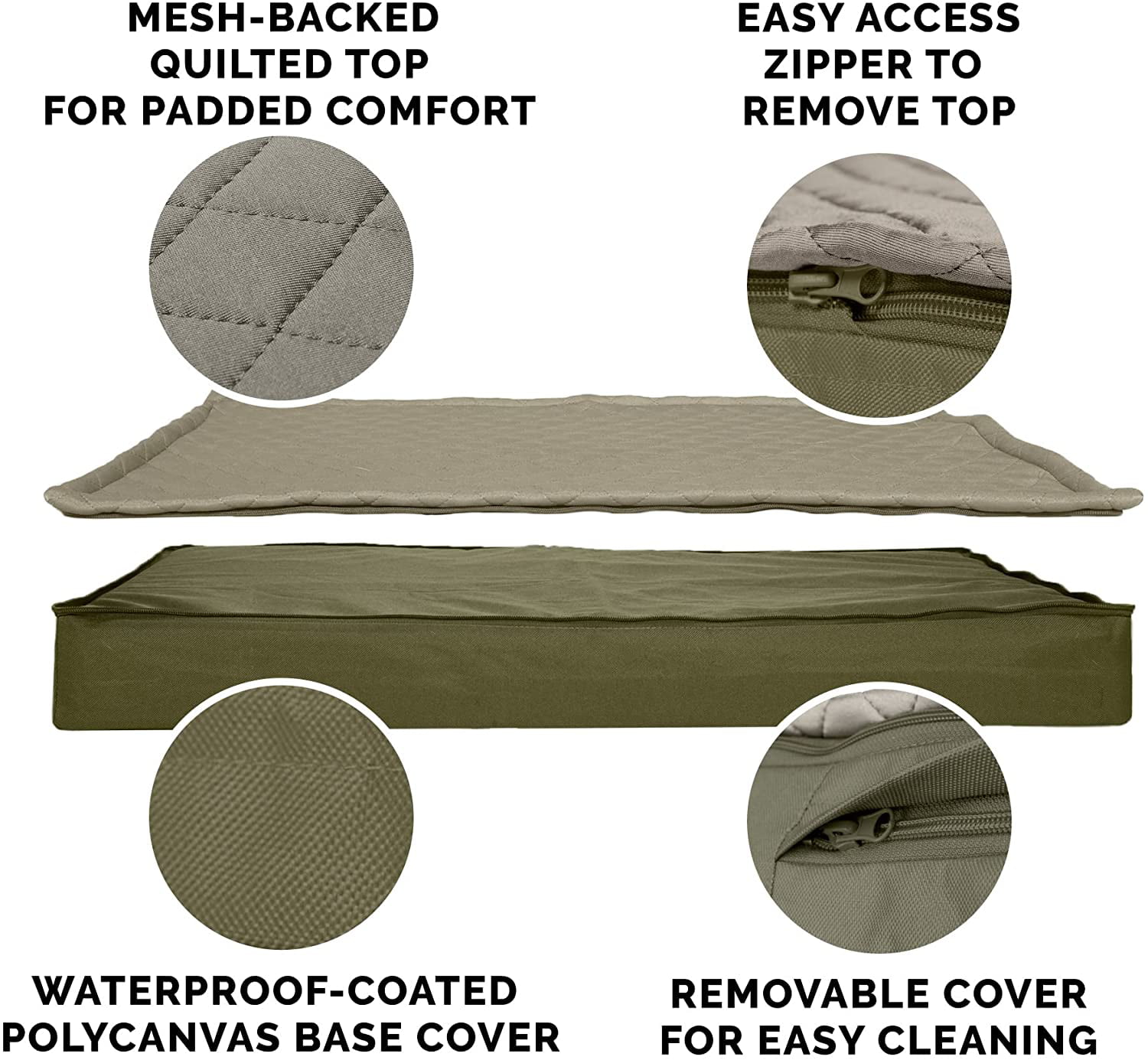 Furhaven Large Orthopedic Dog Bed Water-Resistant Indoor/Outdoor Quilt Top Convertible Mattress w/ Removable Washable Cover - Dark Sage， Large Convertible Quilt Top (Dark Sage) Large Orthopedic Foam