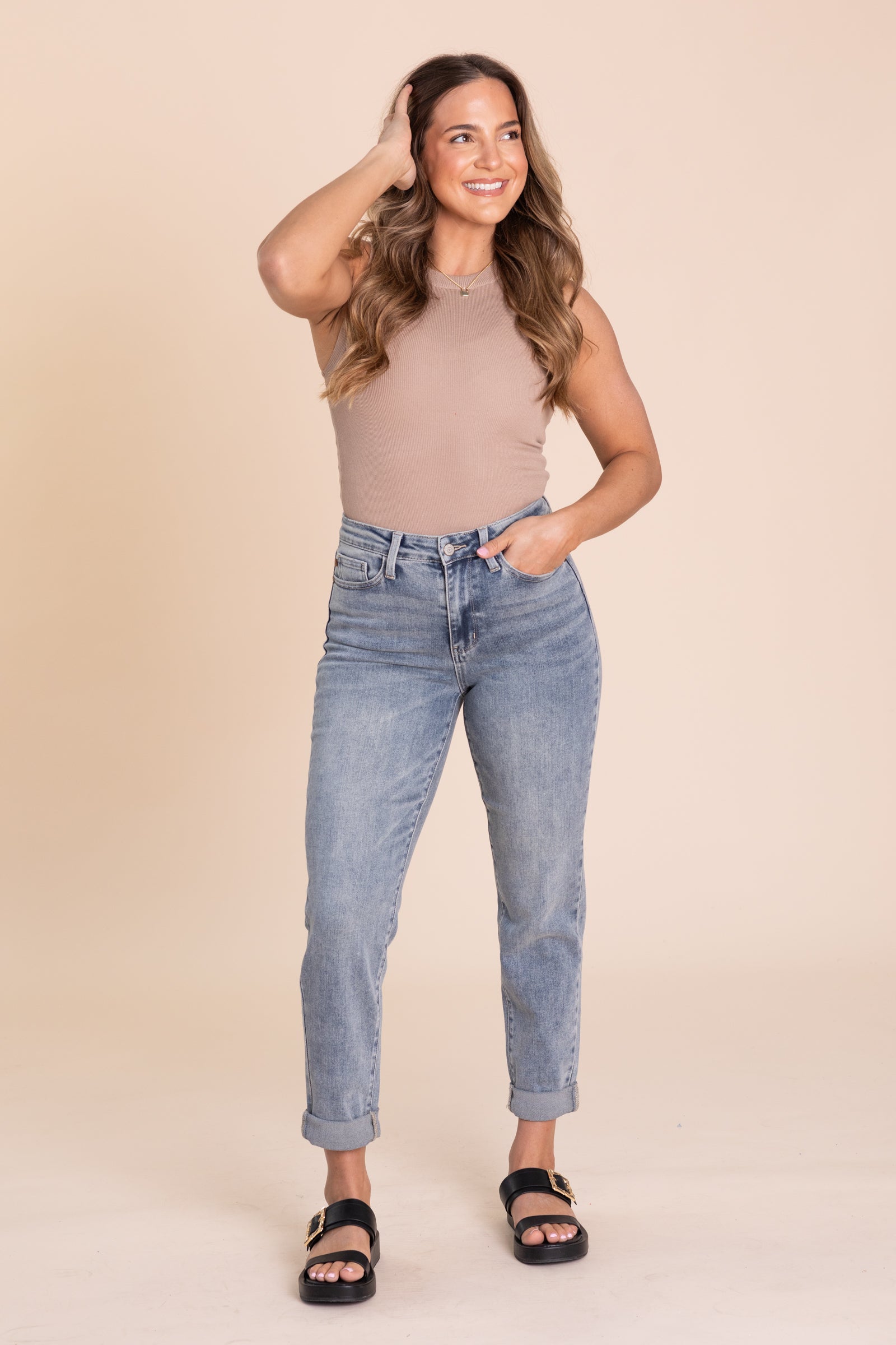Judy Blue Vintage Wash Double Roll Cuff Jeans