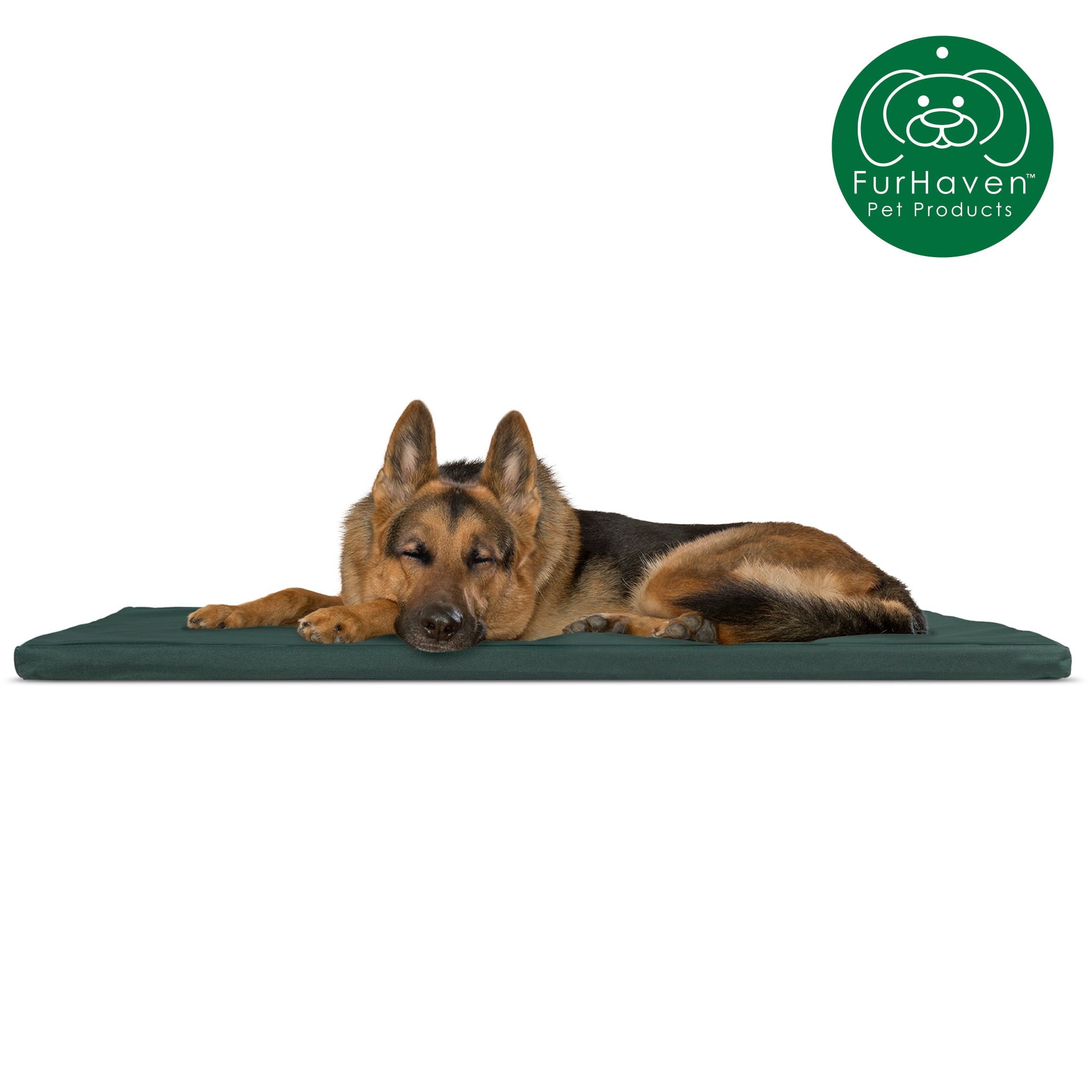 FurHaven Pet Kennel Pad | Reversible Two-Tone Water-Resistant Crate or Kennel Pad Pet Bed for Dogs and Cats， Green/Gray， Extra Large