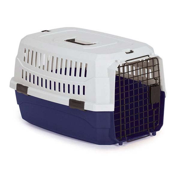 Pet Travel Crate Heavy Duty Plastic Blue Grey Secure Dog Cage Airline Approved (xSmall)