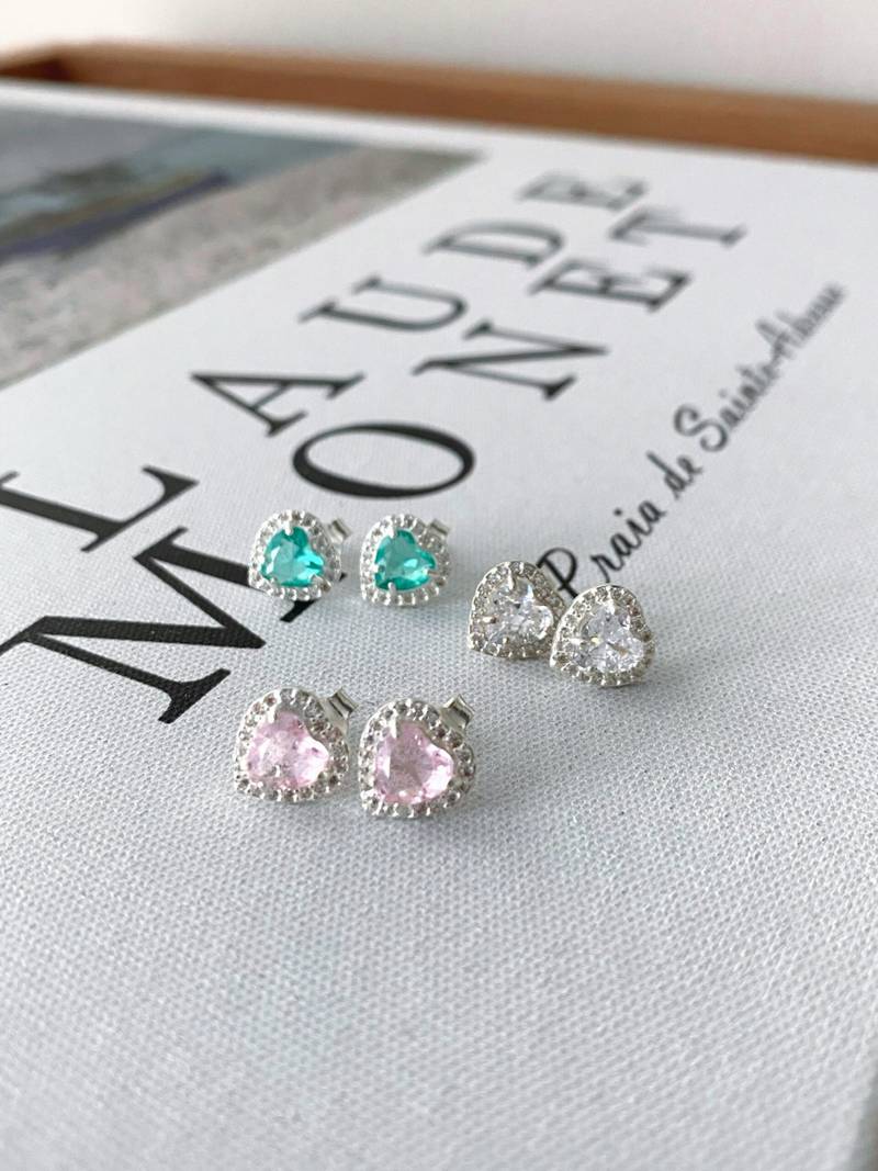 Brinco Coração Todo Cravej. C/ Zircônia