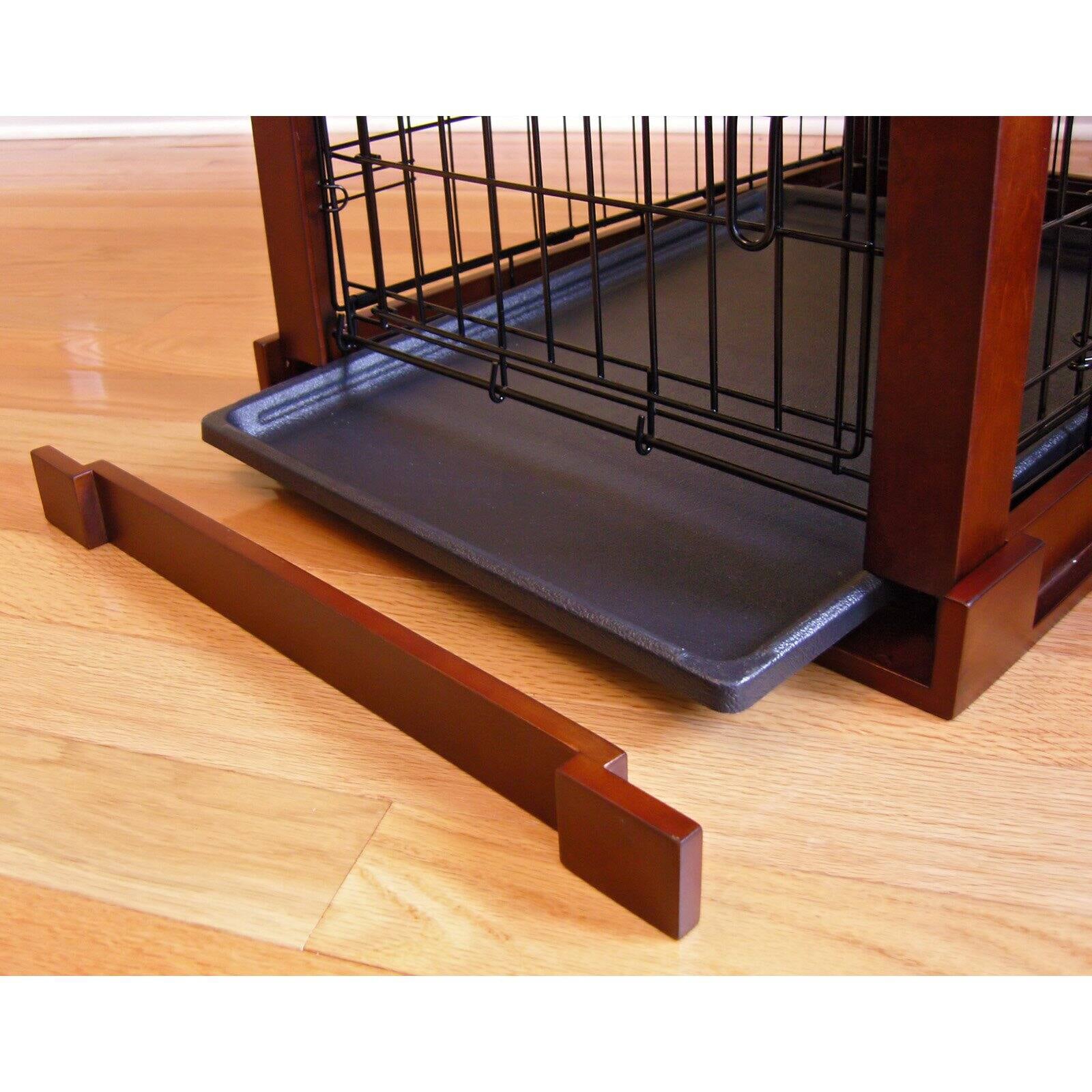 Merry Products End Table Dog Crate， Mahogany， Small， 24L x 18W x 19H in.