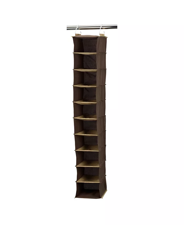 Household Essentials Coffee Linen 10-Pocket Closet Organizer