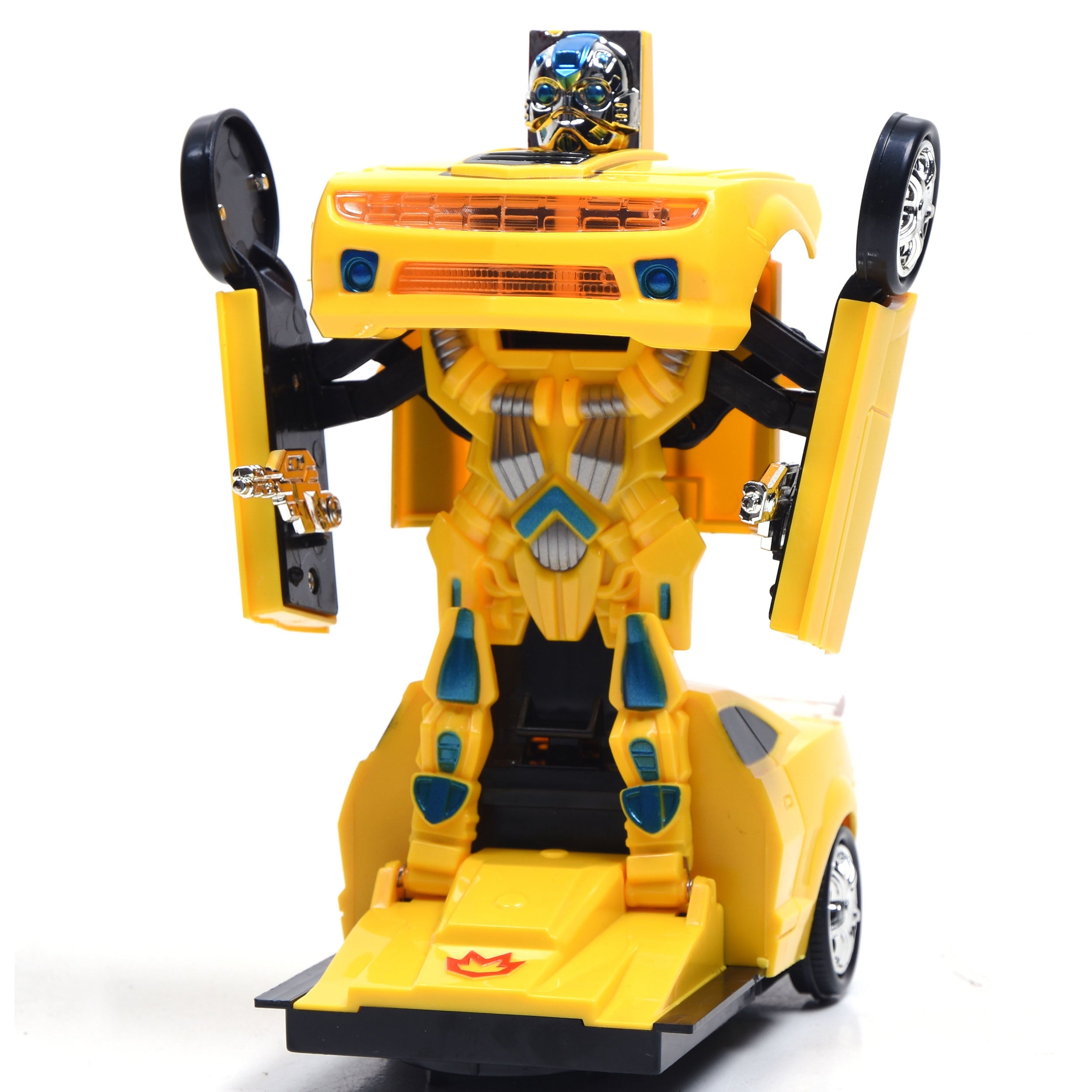 WonderPlay Battery Bumble Bee Transformer Style Car With Lights and Sounds - Yellow