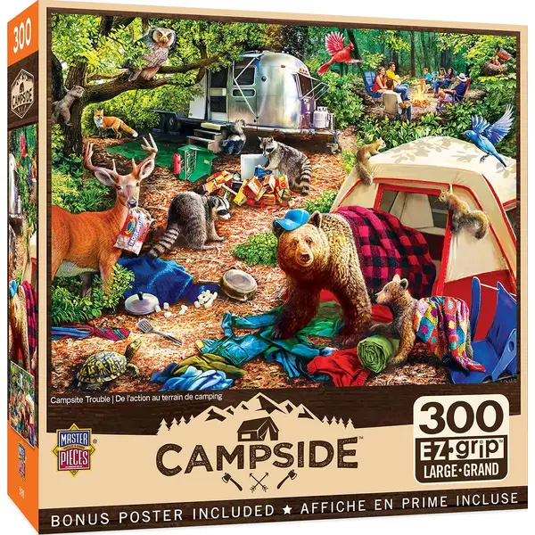 Masterpiece Puzzle 300-Piece Campside Campsite Trouble EzGrip Puzzle